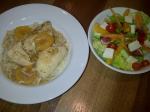 Supper: Apricot chicken over cauliflower rice and a side salad